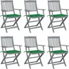Image de vidaXL - Tuinstoelen - 6 - st - inklapbaar - met - kussens - massief - acaciahout