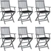 Image de vidaXL - Tuinstoelen - 6 - st - inklapbaar - met - kussens - massief - acaciahout
