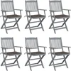 Image de vidaXL - Tuinstoelen - 6 - st - inklapbaar - met - kussens - massief - acaciahout