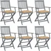 Image de vidaXL - Tuinstoelen - 6 - st - inklapbaar - met - kussens - massief - acaciahout