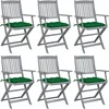 Image de vidaXL - Tuinstoelen - 6 - st - inklapbaar - met - kussens - massief - acaciahout