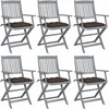 Image de vidaXL - Tuinstoelen - 6 - st - inklapbaar - met - kussens - massief - acaciahout