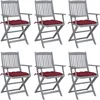 Image de vidaXL - Tuinstoelen - 6 - st - inklapbaar - met - kussens - massief - acaciahout