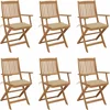 Image de vidaXL - Tuinstoelen - 6 - st - inklapbaar - met - kussens - massief - acaciahout