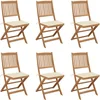 Image de vidaXL - Tuinstoelen - 6 - st - inklapbaar - met - kussens - massief - acaciahout