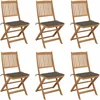 Image de vidaXL - Tuinstoelen - 6 - st - inklapbaar - met - kussens - massief - acaciahout