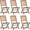 Image de vidaXL - Tuinstoelen - 6 - st - inklapbaar - met - kussens - massief - acaciahout