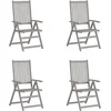 Image de vidaXL - Tuinstoelen - 4 - st - verstelbaar - massief - acaciahout - grijs