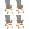 Image de vidaXL - Tuinstoelen - 4 - st - met - grijze - kussens - massief - teakhout