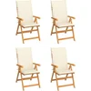 Image de vidaXL - Tuinstoelen - 4 - st - met - crèmekleurige - kussens - massief - teakhout