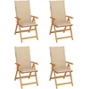 Image de vidaXL - Tuinstoelen - 4 - st - met - beige - kussens - massief - teakhout