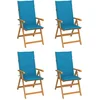 Image de vidaXL - Tuinstoelen - 4 - st - met - blauwe - kussens - massief - teakhout