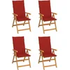 Image de vidaXL - Tuinstoelen - 4 - st - met - rode - kussens - massief - teakhout