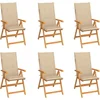 Image de vidaXL - Tuinstoelen - 6 - st - met - beige - kussens - massief - teakhout