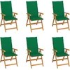 Image de vidaXL - Tuinstoelen - 6 - st - met - groene - kussens - massief - teakhout