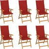 Image de vidaXL - Tuinstoelen - 6 - st - met - rode - kussens - massief - teakhout
