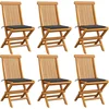 Image de vidaXL - Tuinstoelen - 6 - st - met - antracietkleurige - kussens - massief - teakhout