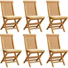 Image de vidaXL - Tuinstoelen - 6 - st - met - crème - kussens - massief - teakhout