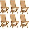 Image de vidaXL - Tuinstoelen - 6 - st - met - beige - kussens - massief - teakhout