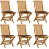 Image de vidaXL - Tuinstoelen - 6 - st - met - taupe - kussens - massief - teakhout
