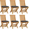 Image de vidaXL - Tuinstoelen - 6 - st - met - antracietkleurige - kussens - massief - teakhoutt