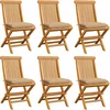 Image de vidaXL - Tuinstoelen - 6 - st - met - beige - kussens - massief - teakhout