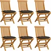 Image de vidaXL - Tuinstoelen - 6 - st - met - taupe - kussens - massief - teakhout