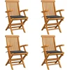 Image de vidaXL - Tuinstoelen - 4 - st - met - antracietkleurige - kussens - massief - teakhout