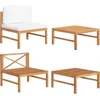 Image de vidaXL - 2-delige - Loungeset - met - crèmekleurige - kussens - teakhout