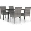 Image de vidaXL - 5-delige - Tuinset - poly - rattan - grijs