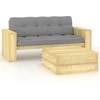 Image de vidaXL - 2-delige - Loungeset - met - kussens - geïmpregneerd - grenenhout