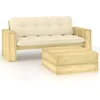 Image de vidaXL - 2-delige - Loungeset - met - kussens - geïmpregneerd - grenenhout
