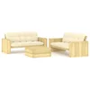 Image de vidaXL - 3-delige - Loungeset - met - kussens - geïmpregneerd - grenenhout