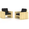 Image de vidaXL - Tuinstoelen - 2 - st - met - zwarte - kussens - geïmpregneerd - grenenhout