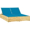 Image de vidaXL - Ligbed - tweepersoons - met - blauwe - kussens - geïmpregneerd - grenenhout