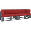 Image de vidaXL - Tweezitsbank - pallet - met - kussens - grijs - geïmpregneerd - grenenhout