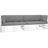 Image de vidaXL - Tweezitsbank - pallet - met - kussens - wit - geïmpregneerd - grenenhout