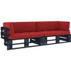 Image de vidaXL - Tweezitsbank - pallet - met - kussens - zwart - geïmpregneerd - grenenhout
