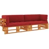 Image de vidaXL - Tweezitsbank - pallet - met - kussens - honingbruin - geïmpregneerd - hout