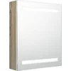 Image de vidaXL - Badkamerkast - met - spiegel - en - LED - 50x14x60 - cm - wit - eikenkleurig