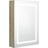 Image de vidaXL - Badkamerkast - met - spiegel - en - LED - 50x13x70 - cm - eikenkleurig