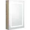 Image de vidaXL - Badkamerkast - met - spiegel - en - LED - 50x13x70 - cm - wit - en - eikenkleurig