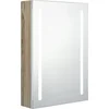 Image de vidaXL - Badkamerkast - met - spiegel - en - LED - 50x13x70 - cm - wit - en - eikenkleurig
