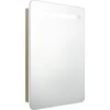 Image de vidaXL - Badkamerkast - met - spiegel - en - LED - 60x11x80 - cm - wit - en - eikenkleurig