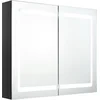 Image de vidaXL - Badkamerkast - met - spiegel - en - LED - 80x12x68 - cm - glanzend - zwart