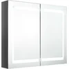 Image de vidaXL - Badkamerkast - met - spiegel - en - LED - 80x12x68 - cm - glanzend - grijs
