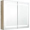 Image de vidaXL - Badkamerkast - met - spiegel - en - LED - 80x12x68 - cm - eikenkleurig