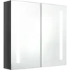 Image de vidaXL - Badkamerkast - met - spiegel - en - LED - 62x14x60 - cm - glanzend - grijs