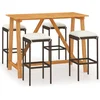 Image de vidaXL - 5-delige - Tuinbarset - met - kussens - bruin