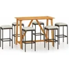 Image de vidaXL - 7-delige - Tuinbarset - met - kussens - bruin